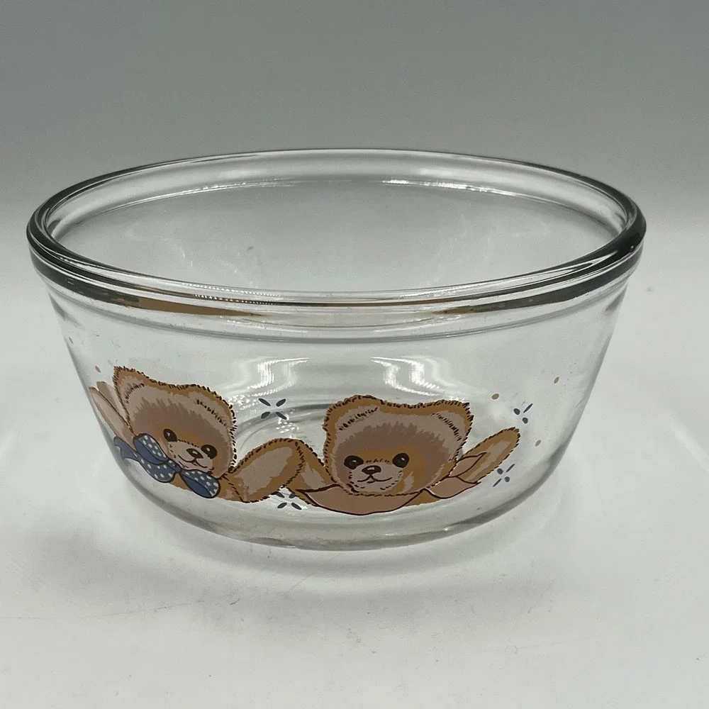 Anchor Hocking Mixing Bowl Clear 1 Qt Teddy Bear Vintage 90's 90s